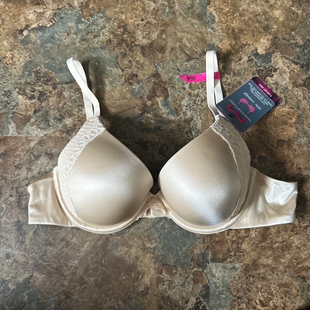 Maidenform Demi Cup Bossting Sexy Shaping T-Shirt Bra Womens Size 36A Tan Padded